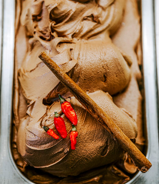 Pele’s Kiss (chocolate gelato, cinnamon, and Hawaiian chile pepper)