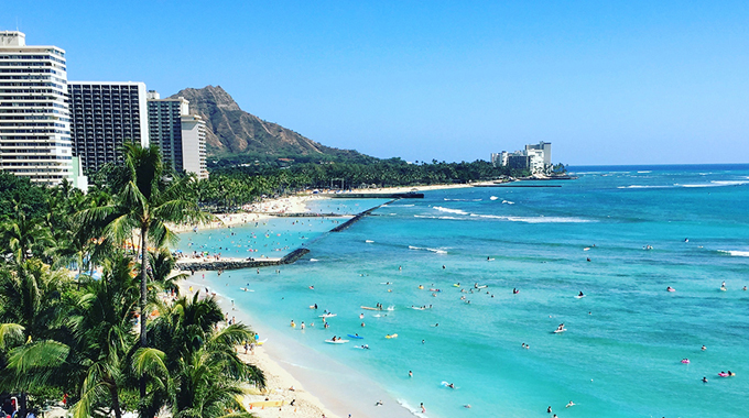 A view of Waikiki and Diamond Head in Waikiki